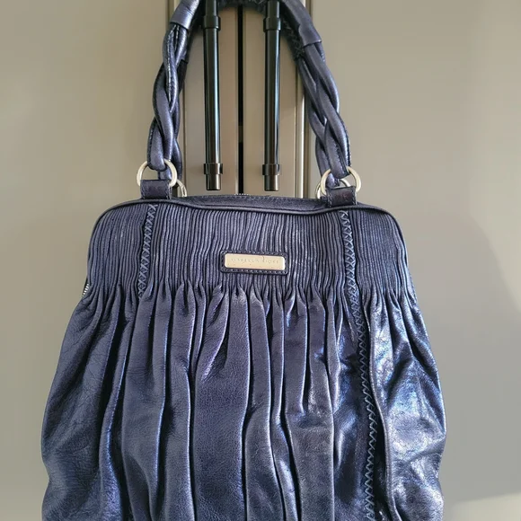 Isabella Fiore Elegant Tassel Metallic Blue Women's Bag 13X14X4 - Picture 3 of 8
